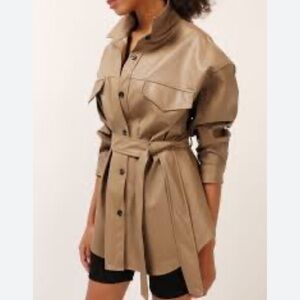 STORETS Oversized Pleather Shirt w/Belt